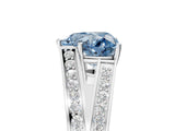 White gold Fancy Blue Heart Cut Diamond Split Shank Ring with Pavé Band and Four-Prong Setting_45