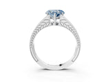 White gold Fancy Blue Heart Cut Diamond Split Shank Ring with Pavé Band and Four-Prong Setting_47