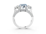 White gold Fancy Blue Heart Cut Diamond Three-Stone Ring with Channel Set Band and Four-Prong Setting_67