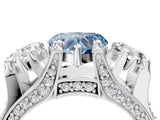 White gold Fancy Blue Heart Cut Diamond Three-Stone Ring with Channel Set Band and Four-Prong Setting_68