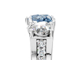 White gold Fancy Blue Heart Cut Diamond Three-Stone Ring with Channel Set Band and Four-Prong Setting_69