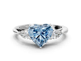 White gold Fancy Blue Heart Cut Diamond Three-Stone Ring with Pear  Side Stones and Prong Setting_120