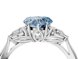 White gold Fancy Blue Heart Cut Diamond Three-Stone Ring with Pear  Side Stones and Prong Setting_124
