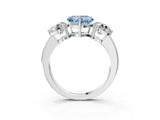 White gold Fancy Blue Heart Cut Diamond Three-Stone Ring with Prong Setting and Classic Band_122