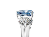 White gold Fancy Blue Heart Cut Diamond Three-Stone Ring with Prong Setting and Classic Band_123
