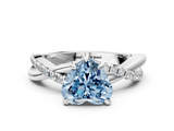 White gold Fancy Blue Heart  Cut Diamond Twist Band Solitaire with Prong Setting_55