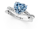 White gold Fancy Blue Heart  Cut Diamond Twist Band Solitaire with Prong Setting_56