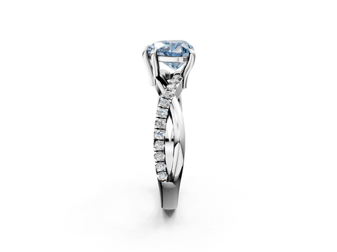 White gold Fancy Blue Heart  Cut Diamond Twist Band Solitaire with Prong Setting_58