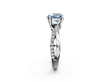 White gold Fancy Blue Heart  Cut Diamond Twist Band Solitaire with Prong Setting_59