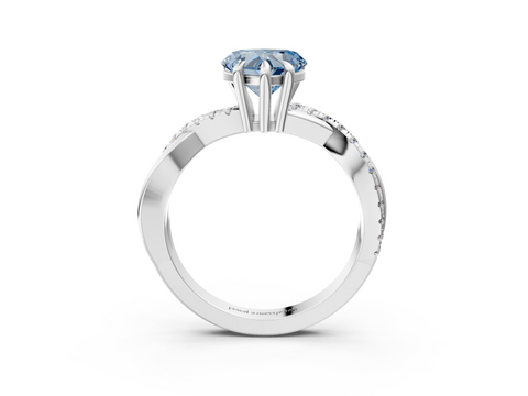 White gold Fancy Blue Heart  Cut Diamond Twist Band Solitaire with Prong Setting_59
