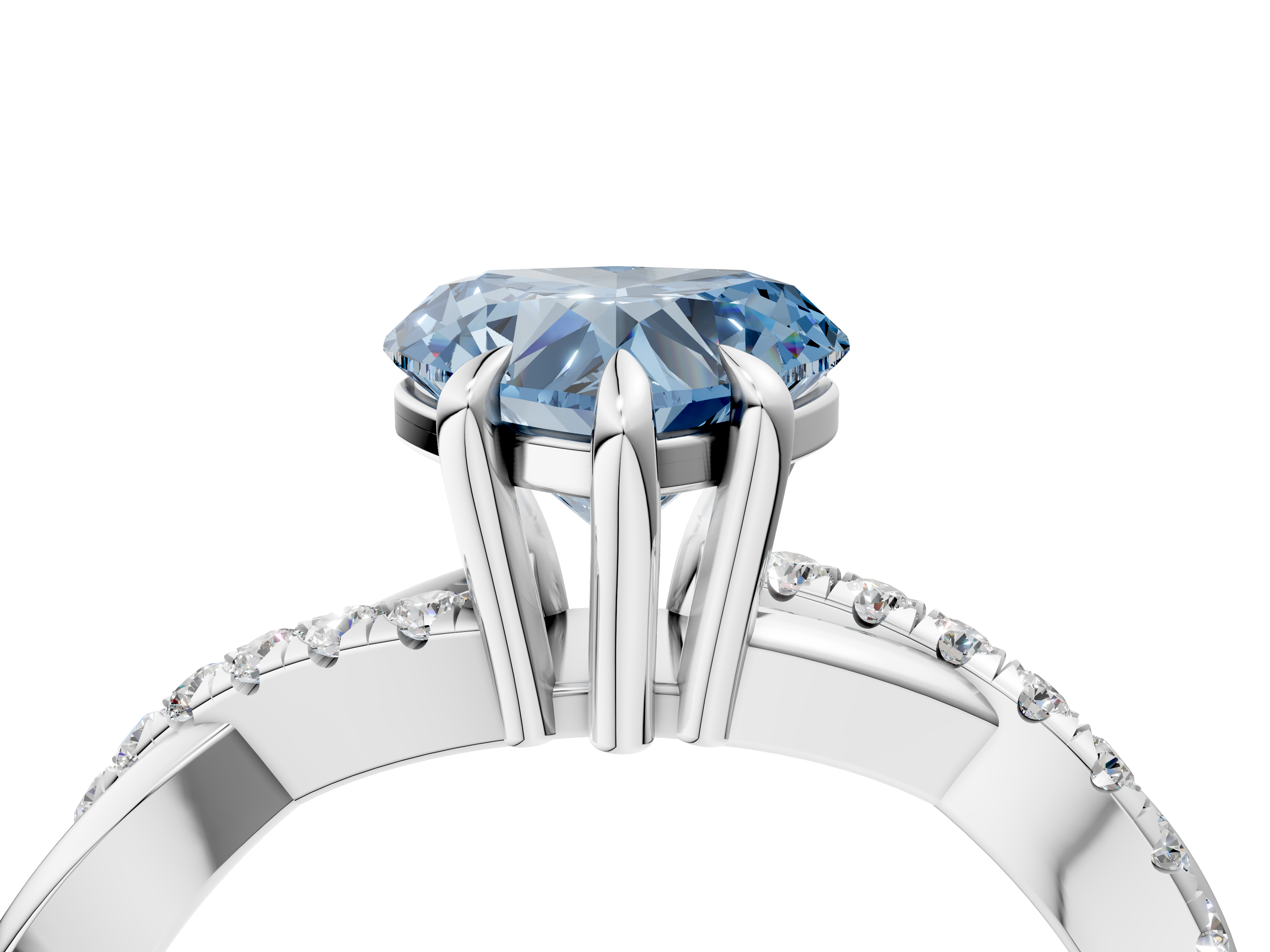 White gold Fancy Blue Heart  Cut Diamond Twist Band Solitaire with Prong Setting_60