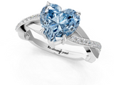 White gold Fancy Blue Heart  Cut Diamond Twisted Band Engagement Ring with Prong Setting_4