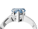 White gold Fancy Blue Heart  Cut Diamond Twisted Band Engagement Ring with Prong Setting_7
