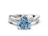 White gold Fancy Blue Heart  Cut Diamond Twisted Band with Pavé Setting and Four-Prong Setting_20