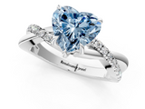 White gold Fancy Blue Heart  Cut Diamond Twisted Band with Pavé Setting and Four-Prong Setting_21