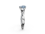 White gold Fancy Blue Heart  Cut Diamond Twisted Band with Pavé Setting and Four-Prong Setting_22