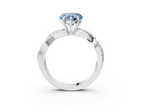 White gold Fancy Blue Heart  Cut Diamond Twisted Band with Pavé Setting and Four-Prong Setting_23