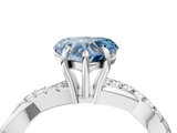 White gold Fancy Blue Heart  Cut Diamond Twisted Band with Pavé Setting and Four-Prong Setting_24