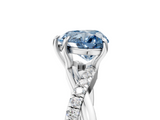 White gold Fancy Blue Heart  Cut Diamond Twisted Band with Pavé Setting and Four-Prong Setting_25