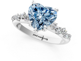 White gold Fancy Blue Heart  Cut Diamond Vine Band with Four-Prong Setting_41
