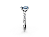 White gold Fancy Blue Heart  Cut Diamond Vine Band with Four-Prong Setting_42
