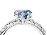 White gold Fancy Blue Heart  Cut Diamond Vine Band with Four-Prong Setting_44