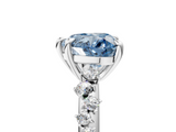 White gold Fancy Blue Heart  Cut Diamond Vine Band with Four-Prong Setting_45