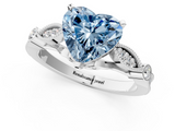 White gold Fancy Blue Heart  Cut Diamond with Milgrain Marquise and Bezel Accents on a Solitaire Band with Prong Setting_238