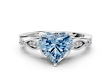 White gold Fancy Blue Heart  Cut Diamond with Milgrain Marquise and Bezel Accents on a Solitaire Band with Prong Setting_238