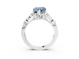 White gold Fancy Blue Heart  Cut Diamond with Milgrain Marquise and Bezel Accents on a Solitaire Band with Prong Setting_240