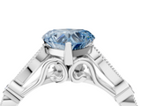 White gold Fancy Blue Heart  Cut Diamond with Milgrain Marquise and Bezel Accents on a Solitaire Band with Prong Setting_241