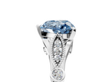 White gold Fancy Blue Heart  Cut Diamond with Milgrain Marquise and Bezel Accents on a Solitaire Band with Prong Setting_242
