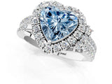 White gold Fancy Blue Heart  Cut Double Halo Diamond Engagement Ring with Pave Band and Four-Prong Setting_55