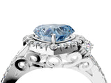 White gold Fancy Blue Heart  Cut Double Halo Diamond Engagement Ring with Pave Band and Four-Prong Setting_58
