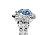 White gold Fancy Blue Heart  Cut Double Halo Diamond Engagement Ring with Pave Band and Four-Prong Setting_59
