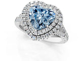 White gold Fancy Blue Heart  Cut Double Halo Split Shank Diamond Ring with Prong Setting_50