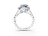 White gold Fancy Blue Heart  Cut Double Halo Split Shank Diamond Ring with Prong Setting_52