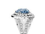 White gold Fancy Blue Heart  Cut Double Halo Split Shank Diamond Ring with Prong Setting_54
