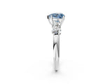 White gold Fancy Blue Heart  Cut Five-Stone Prong Set Diamond Ring with Classic Band_32
