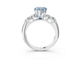 White gold Fancy Blue Heart  Cut Five-Stone Prong Set Diamond Ring with Classic Band_35