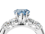 White gold Fancy Blue Heart  Cut Five-Stone Prong Set Diamond Ring with Classic Band_36