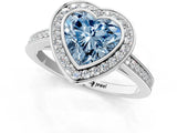 White gold Fancy Blue Heart Cut Halo Bezel Diamond Pave Band Ring_1