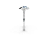White gold Fancy Blue Heart Cut Halo Bezel Diamond Pave Band Ring_2