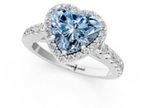 White gold Fancy Blue Heart  Cut Halo Diamond Engagement Ring with Pave Band and Four-Prong Setting_29