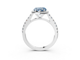 White gold Fancy Blue Heart  Cut Halo Diamond Engagement Ring with Pave Band and Four-Prong Setting_31