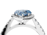 White gold Fancy Blue Heart  Cut Halo Diamond Engagement Ring with Pave Band and Four-Prong Setting_32