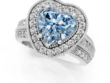 White gold Fancy Blue Heart Cut Halo Diamond Engagement Ring with Pave Split Shank and Four-Prong Setting_1