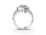 White gold Fancy Blue Heart Cut Halo Diamond Engagement Ring with Pave Split Shank and Four-Prong Setting_3