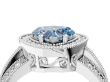 White gold Fancy Blue Heart Cut Halo Diamond Engagement Ring with Pave Split Shank and Four-Prong Setting_4