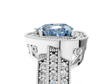 White gold Fancy Blue Heart Cut Halo Diamond Engagement Ring with Pave Split Shank and Four-Prong Setting_5